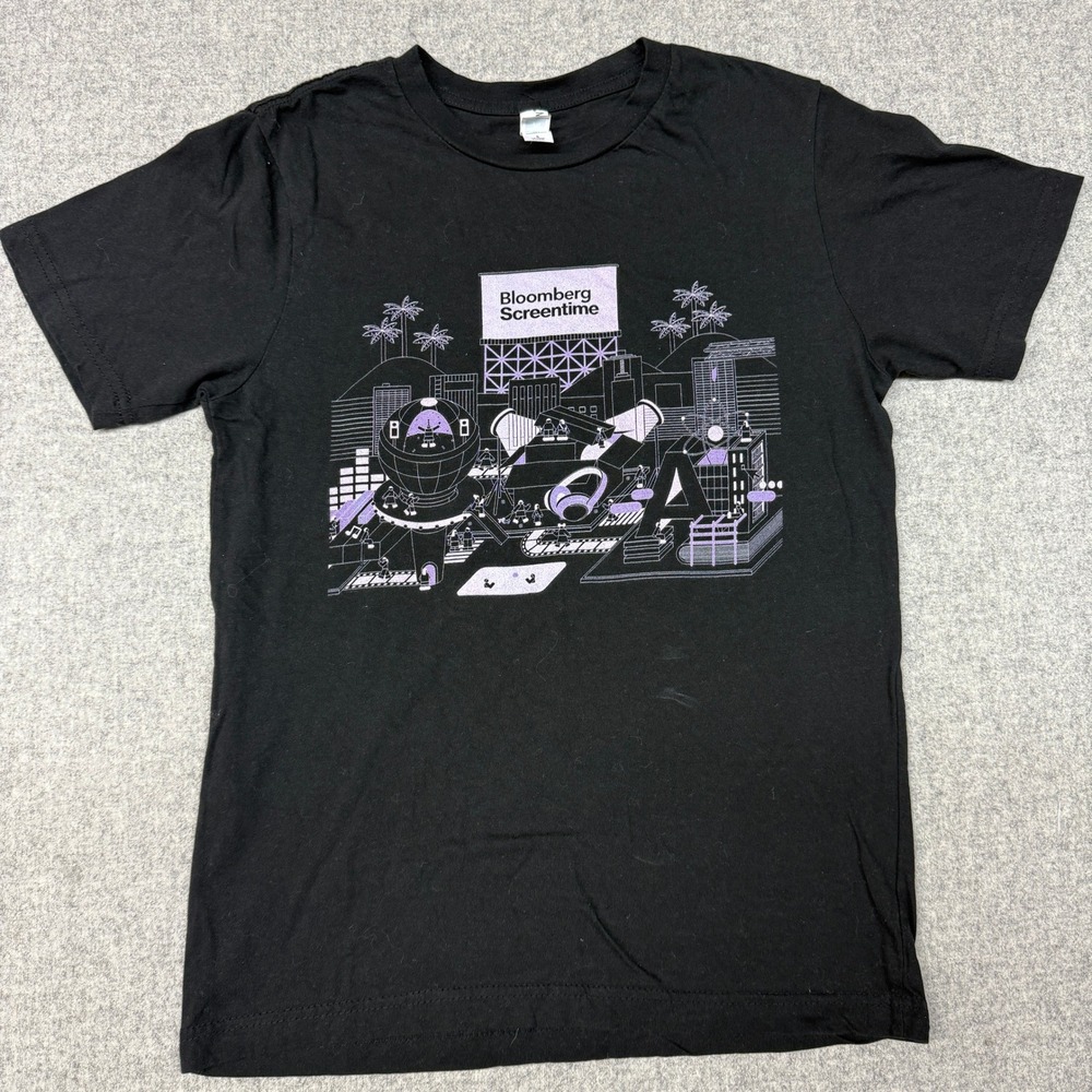 Lane Seven | Bloomberg Screentime Graphic T-Shirt | S | Black | Cotton Tech Tee
